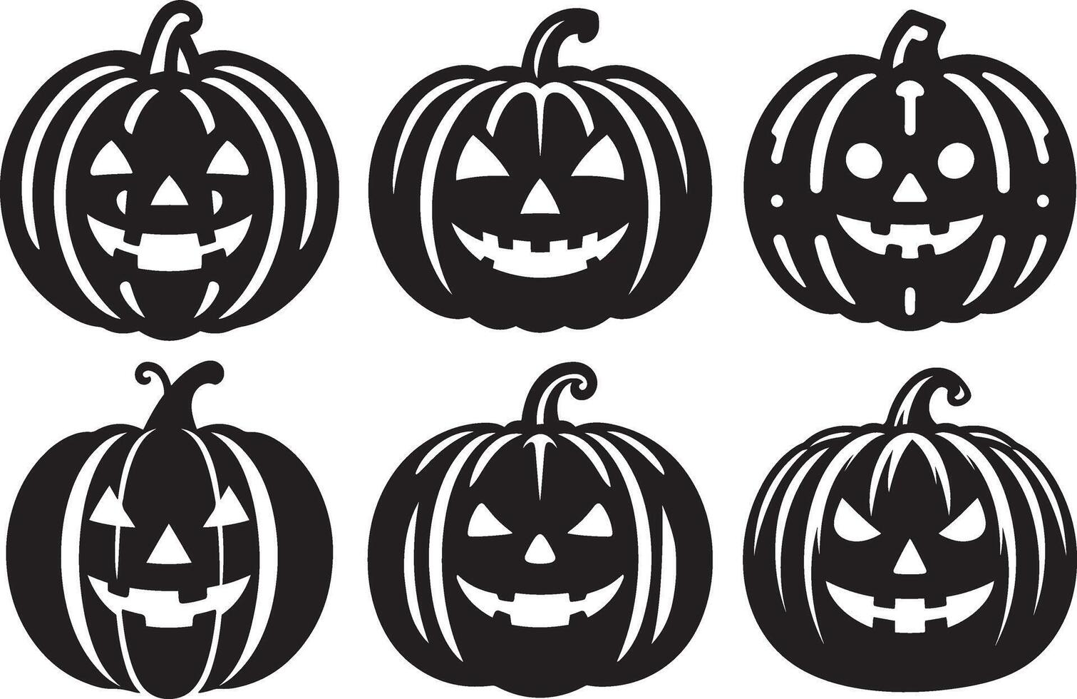 divertente Halloween zucca silhouette impostare. collezione di contento Halloween icone. vettore