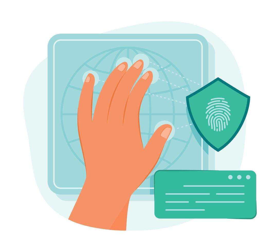 impronta digitale per biometrica lettura concetto illustrazione vettore