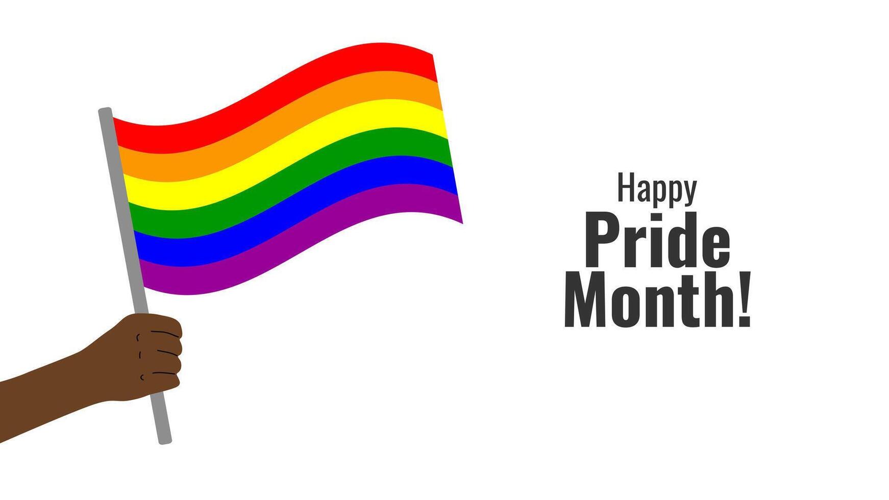 LGBTQ bandiera con simboli festeggiare orgoglio mese. mano detiene arcobaleno bandiera. arcobaleno elementi. gay orgoglio parata. illustrazione. vettore