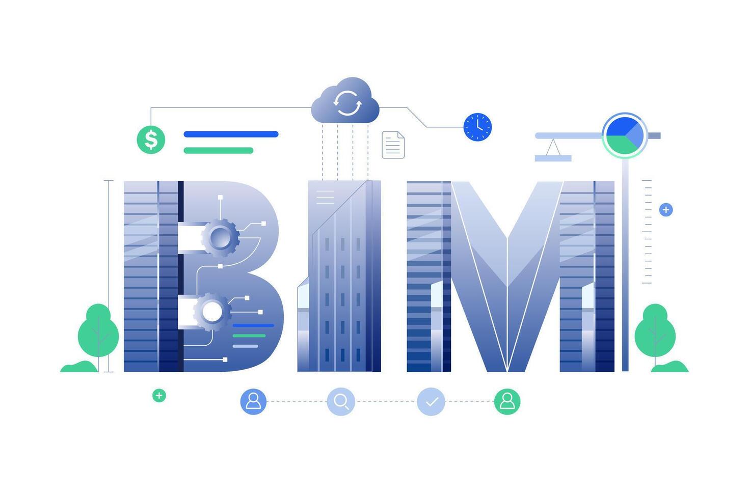 bim tecnologia concetto illustrazione bandiera vettore