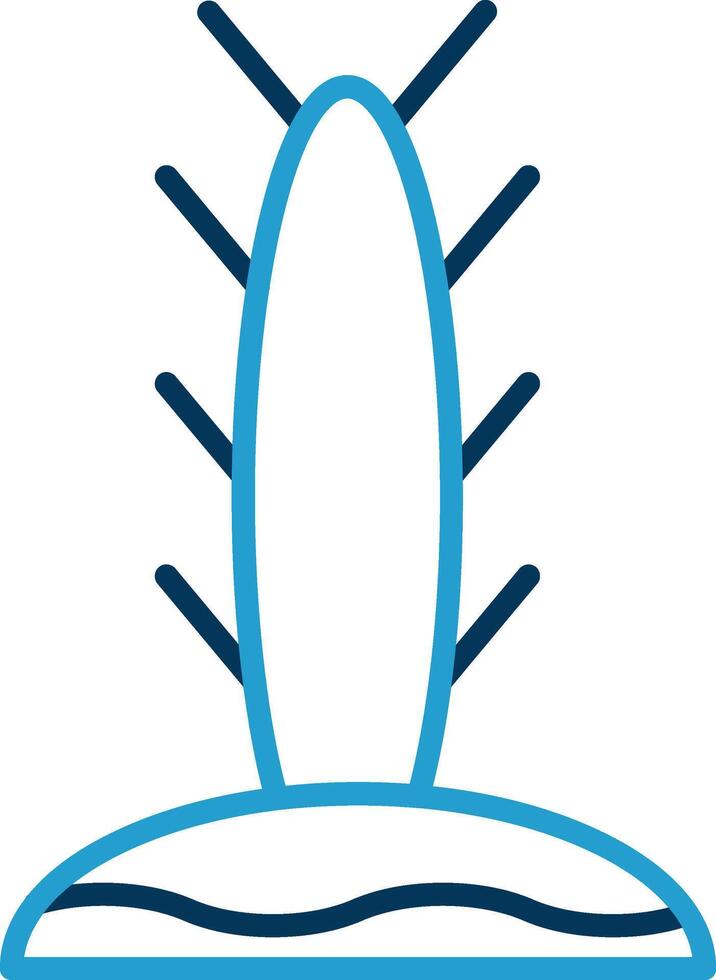 cactus linea blu Due colore icona vettore