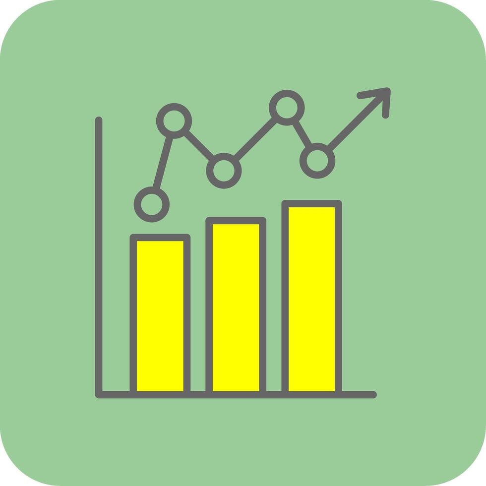 bar grafico pieno giallo icona vettore