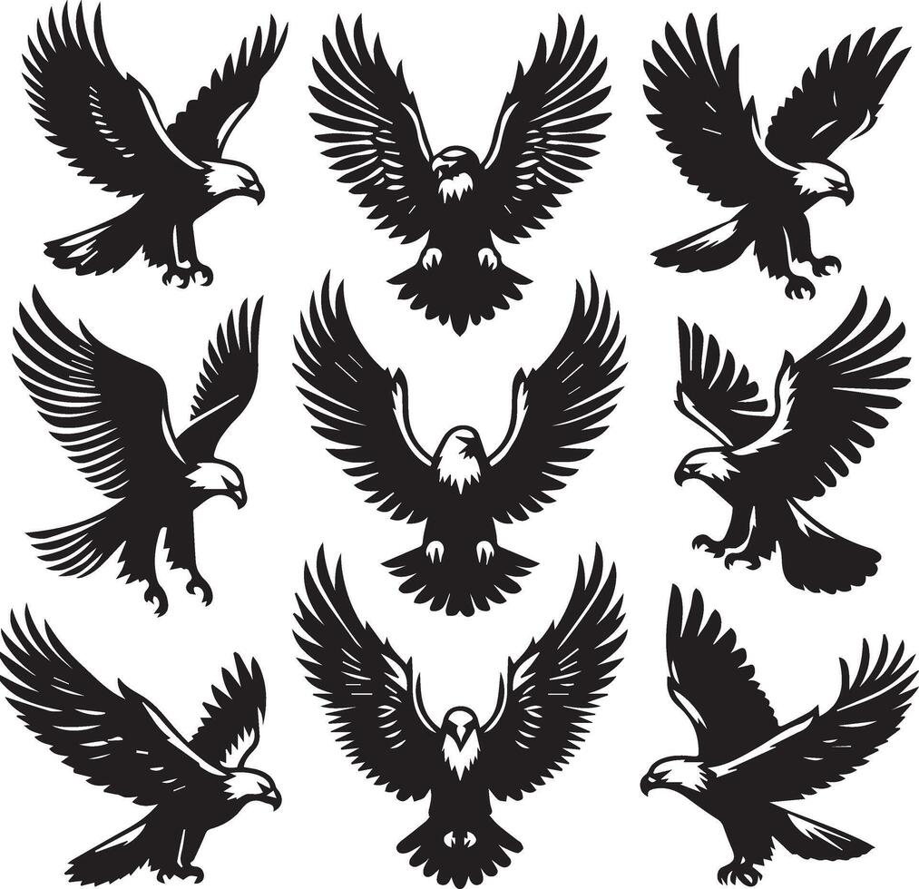 aquila silhouette impostare. aquila illustrazione vettore