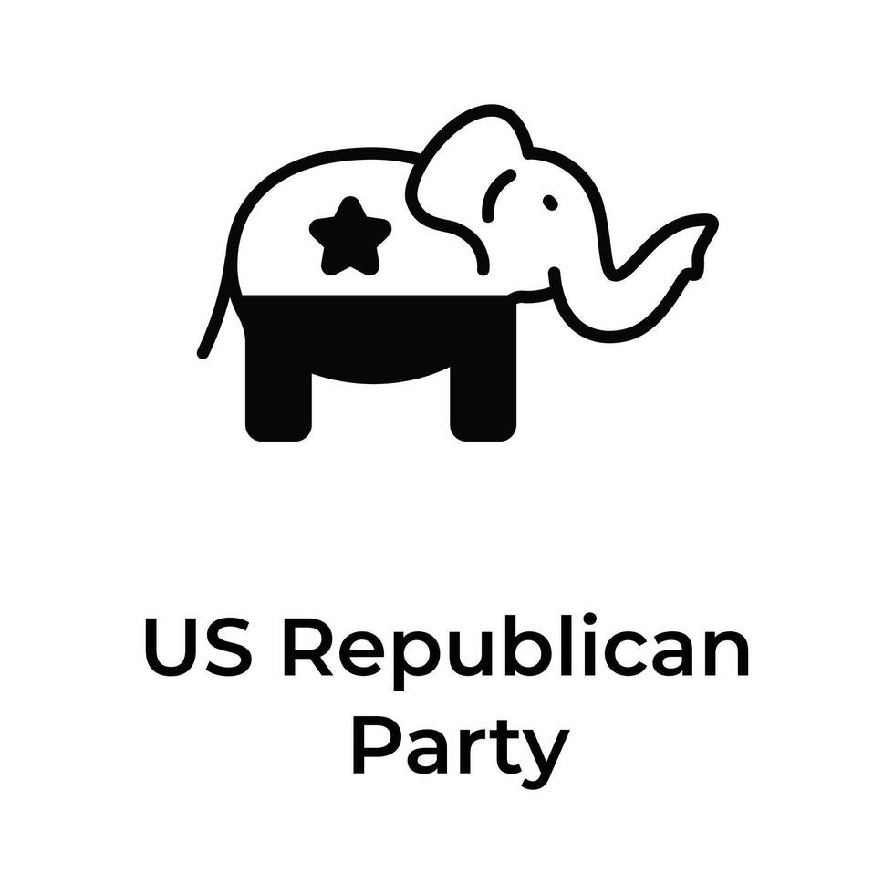 ottenere il suo sorprendente icona di noi repubblicano festa, elefante vettore