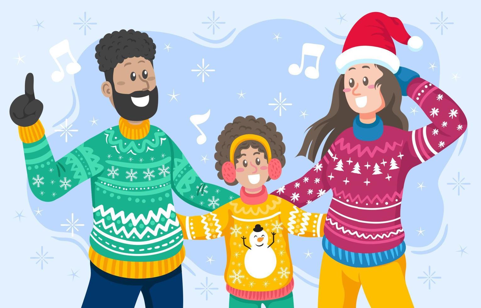 famiglia felice che indossa uglysweater illustrazione vettore