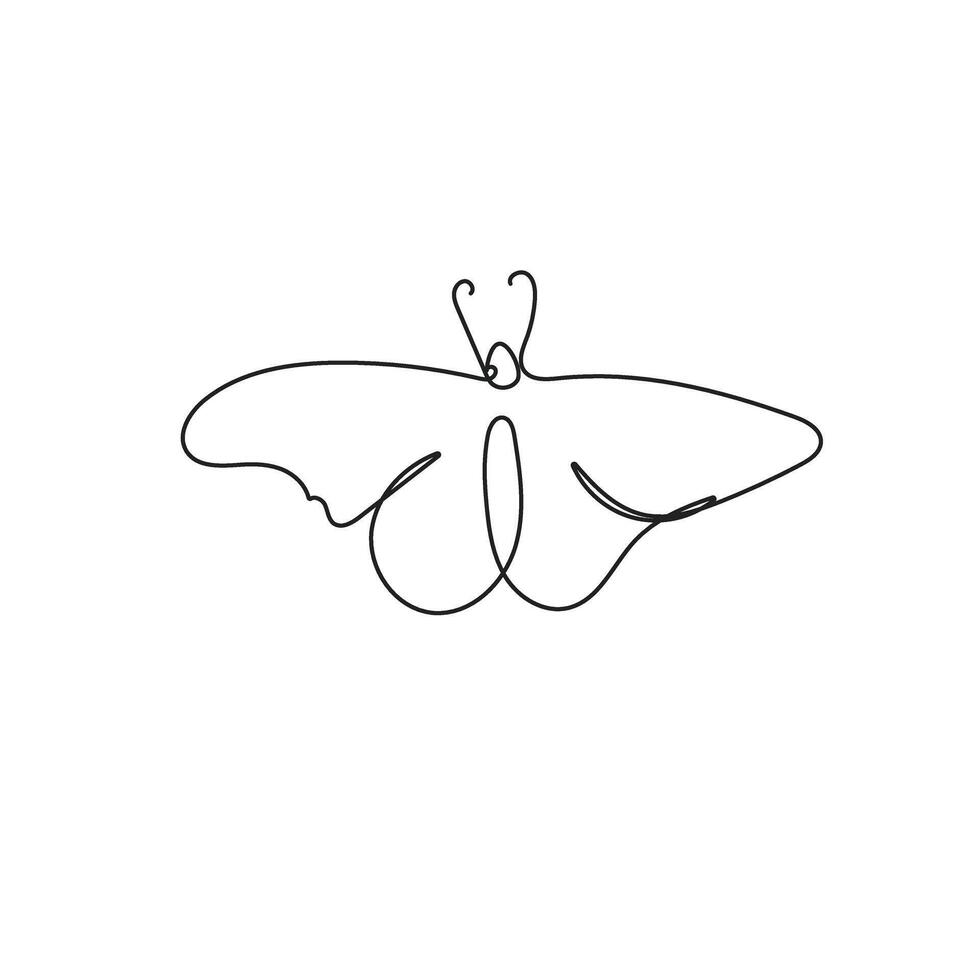 continuo uno linea disegno la farfalla. moderno disegno con inchiostro penna. illustrazione vettore