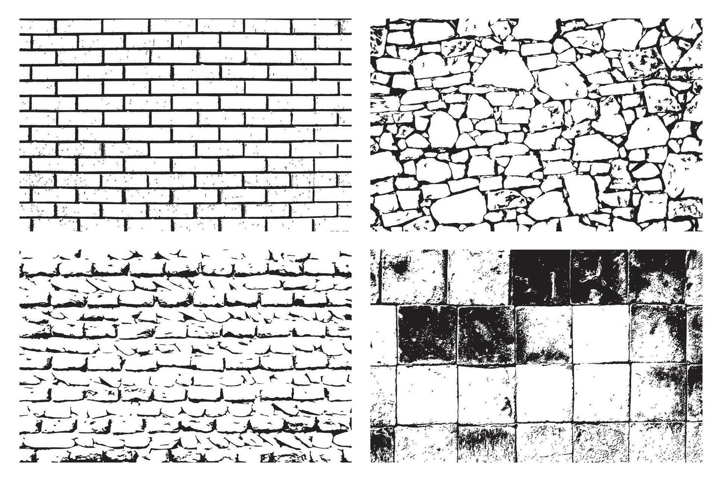 impostato di mattone pietra parete grunge textures vettore