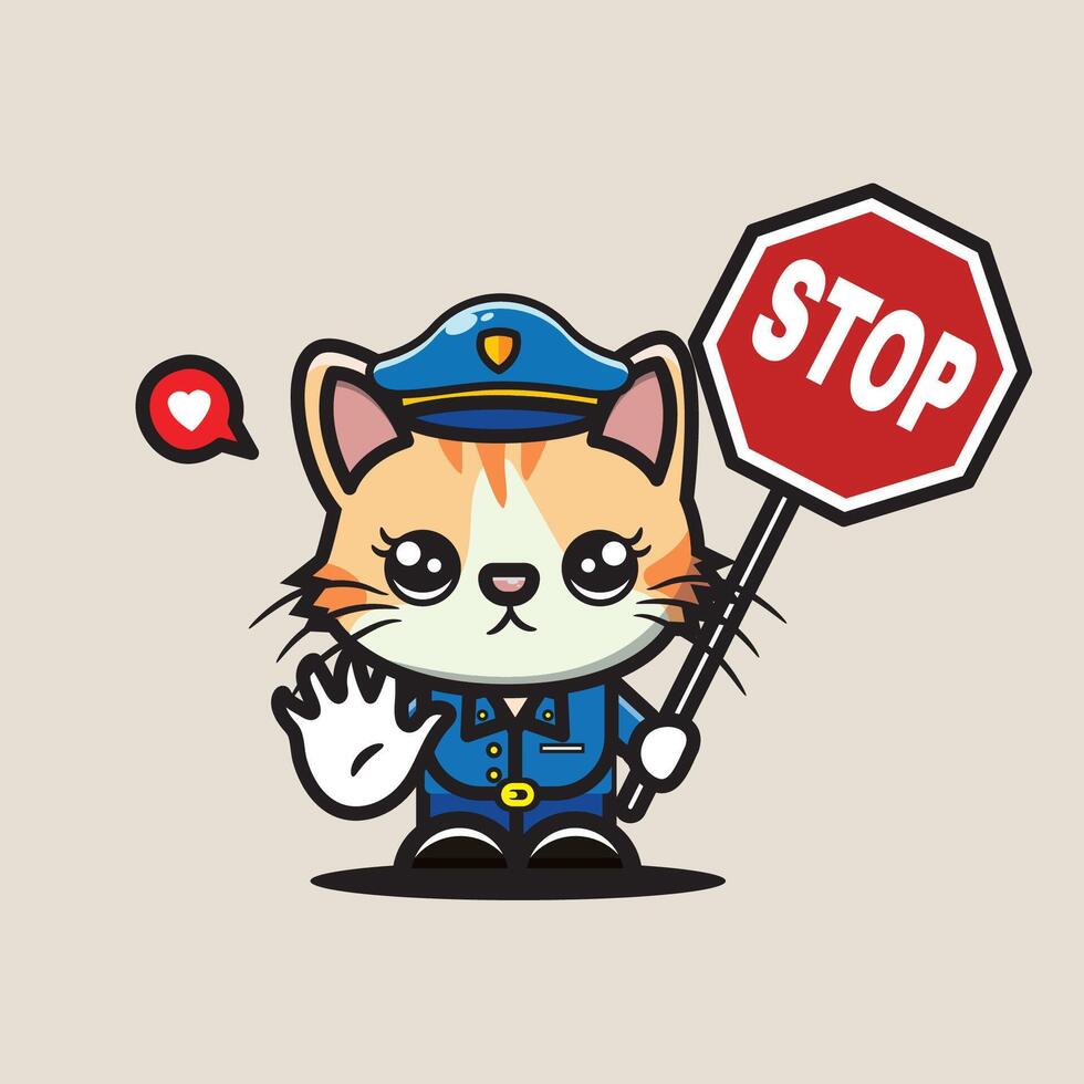 divertente illustrazione di polizia gatto vettore