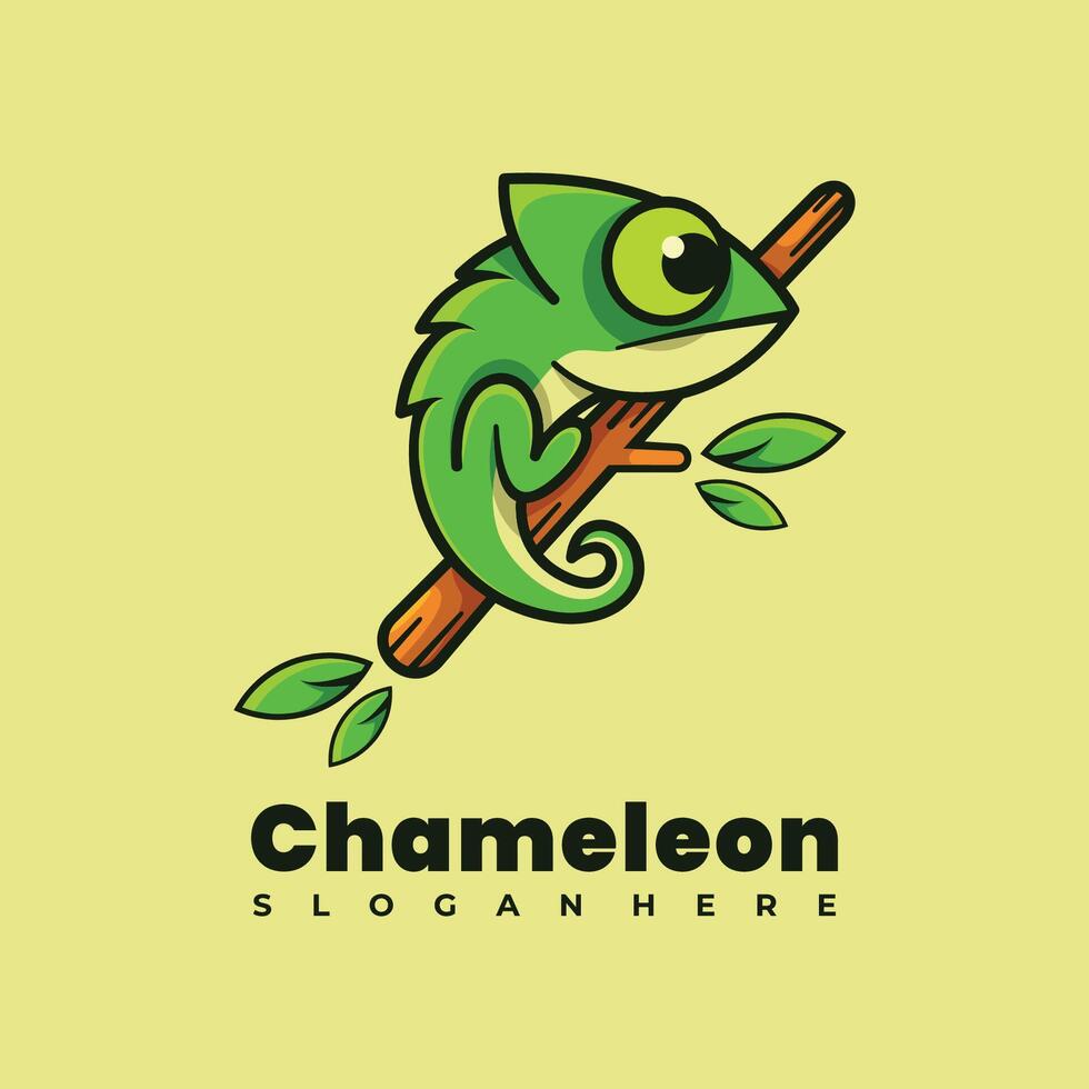 camaleonte portafortuna logo design illustrazione vettore