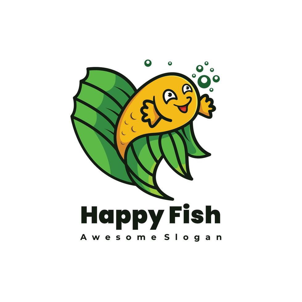 pesce portafortuna logo design illustrazione vettore