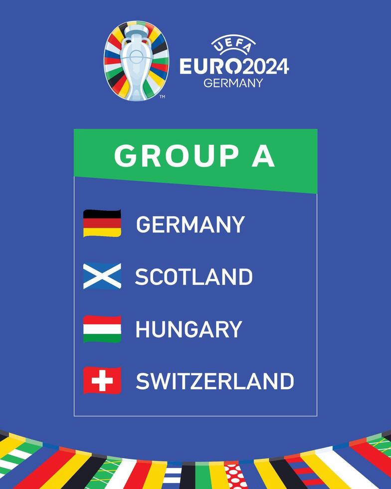 Euro 2024 Germania gruppo un' nastro bandiere design simbolo ufficiale logo europeo calcio finale illustrazione vettore