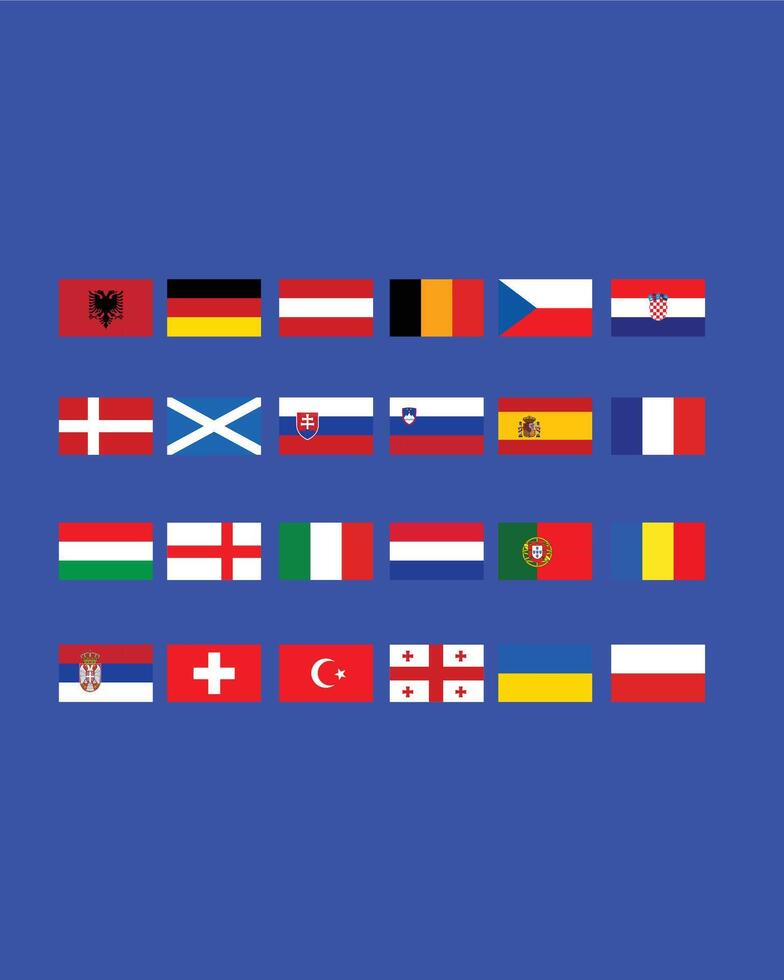 europeo calcio 2024 bandiere simbolo design astratto europeo calcio nazioni paesi illustrazione vettore