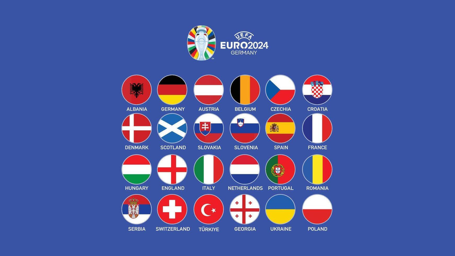Euro 2024 Germania bandiere emblema design con simbolo ufficiale logo europeo calcio finale illustrazione vettore