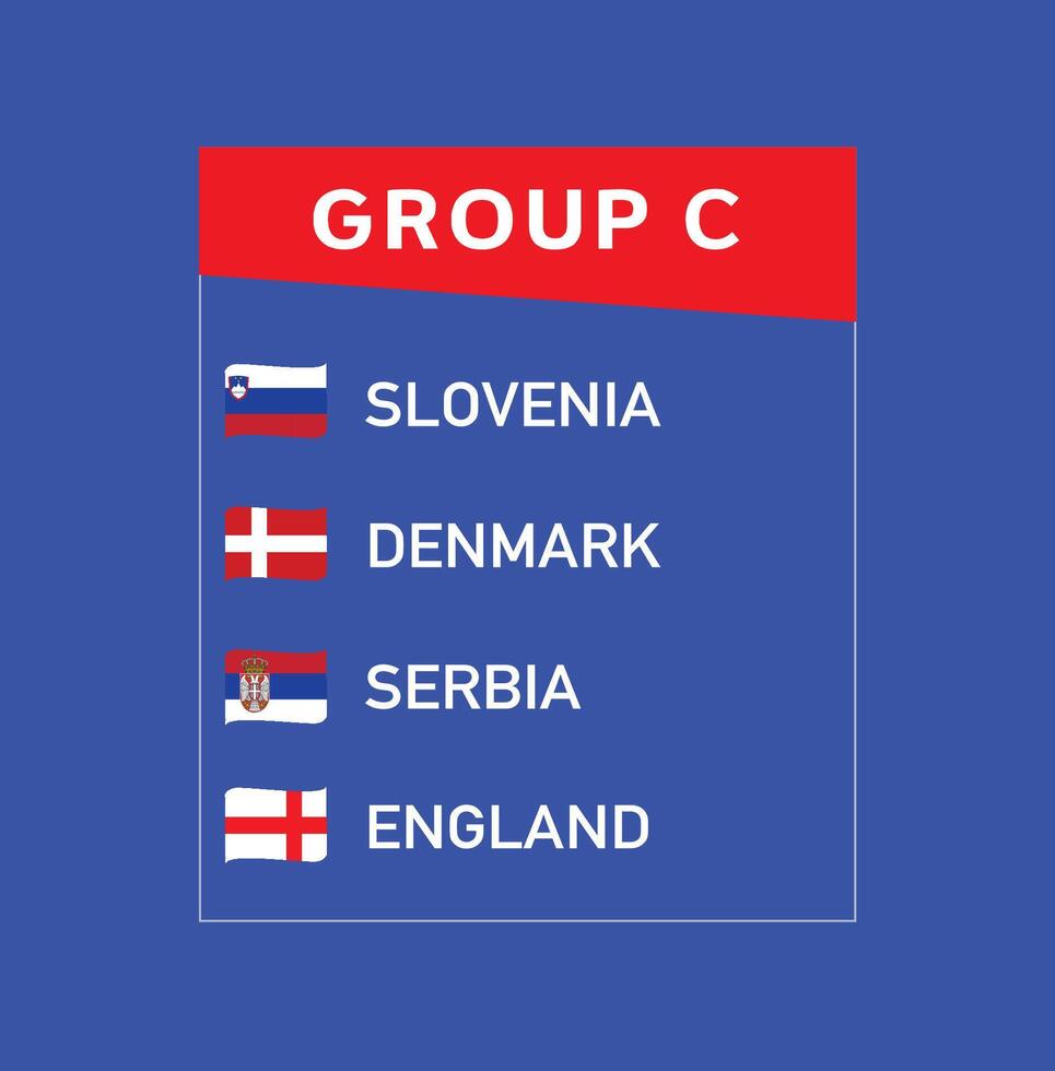 europeo nazioni 2024 gruppo c nastro bandiere design astratto squadre paesi europeo calcio simbolo logo illustrazione vettore