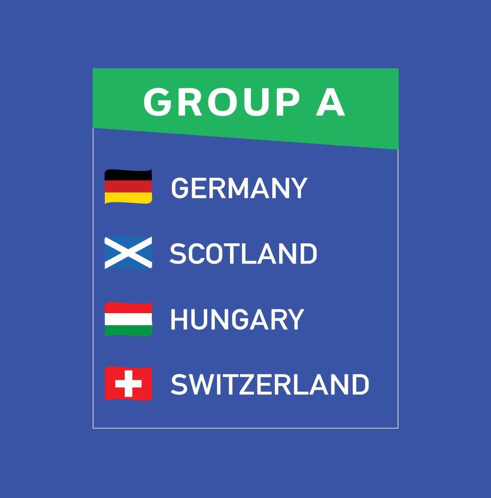 europeo nazioni 2024 gruppo un' nastro bandiere design astratto squadre paesi europeo calcio simbolo logo illustrazione vettore