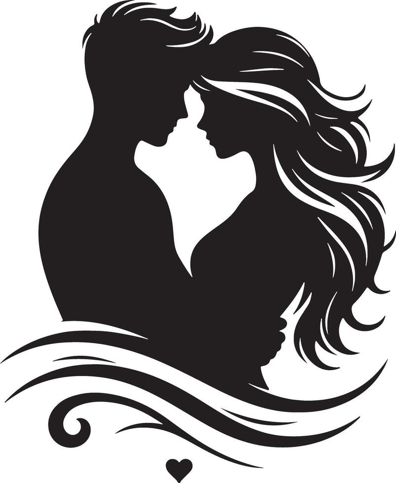 romantico coppia silhouette illustrazione vettore