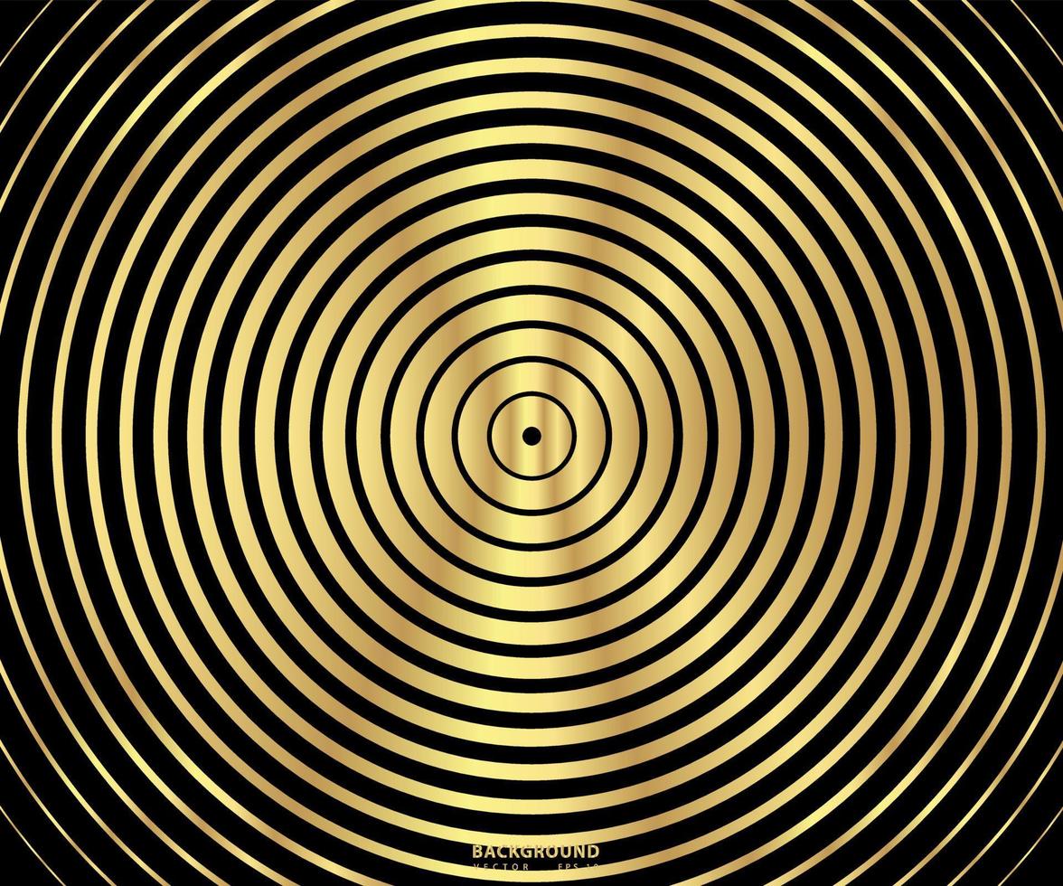 oro lussuoso motivo a cerchio con linee d'onda dorate sopra. sfondo astratto, illustrazione vettoriale