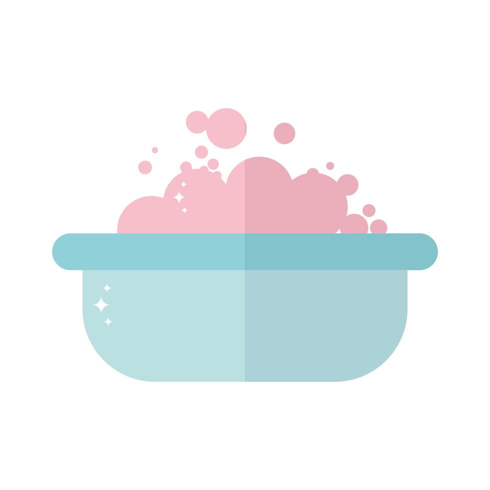 vaschetta per neonati con un colore blu e schiuma rosa vettore