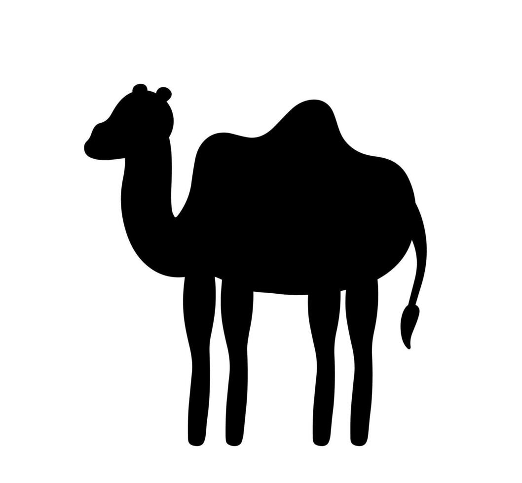 cammello silhouette nero icona deserto animale cartone animato illustrazione vettore