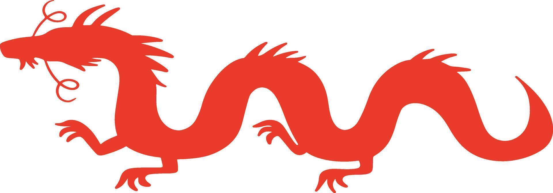 rosso Cinese Drago silhouette con piatto design e forme. Cinese zodiaco su 2024 Cinese nuovo anno vettore