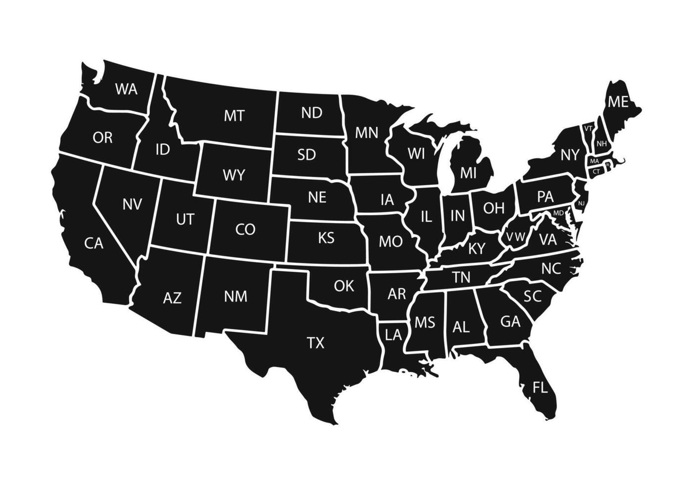 Stati Uniti d'America carta geografica. unito stati di americano carta geografica. americano stati icone. vettore