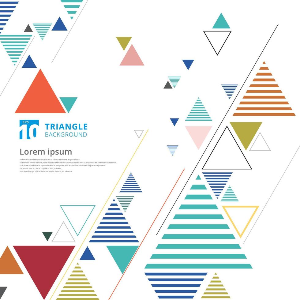 layout di composizione triangolo colorato astratto su sfondo bianco e texture di linee. vettore