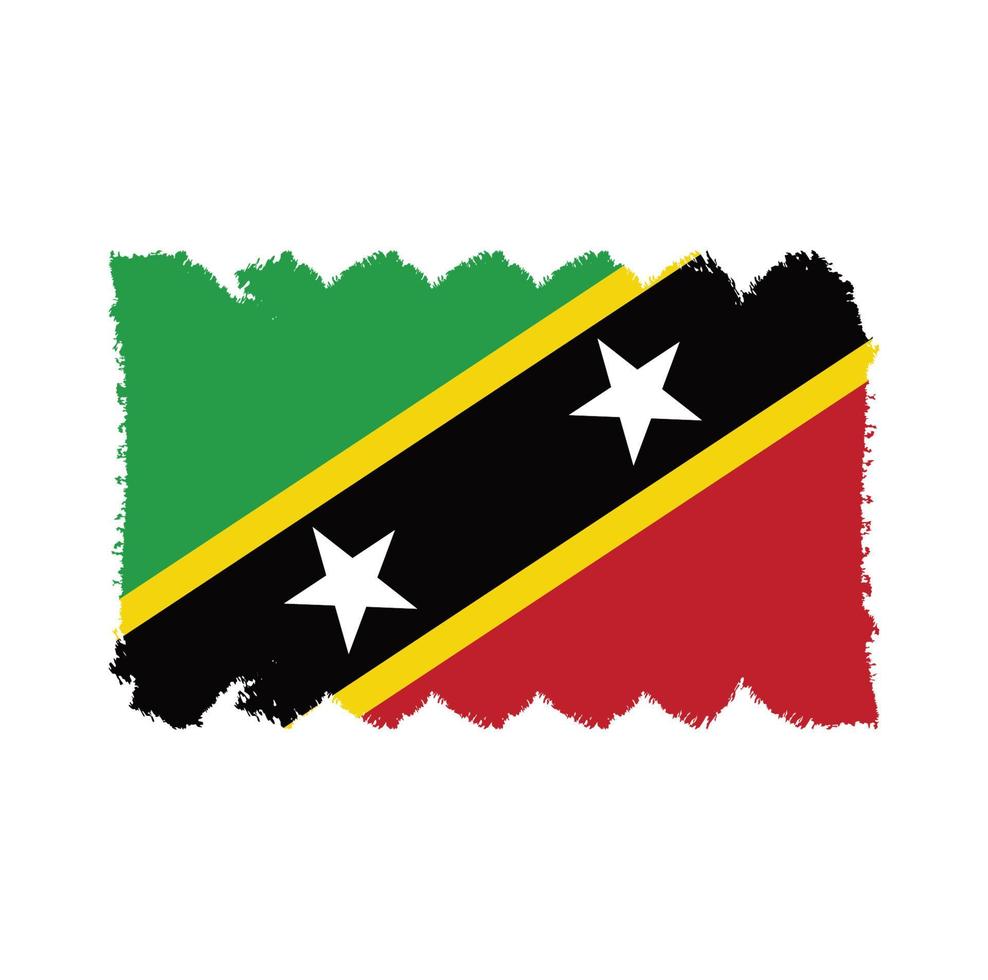 bandiera di Saint Kitts e Nevis con pennello dipinto ad acquerello vettore