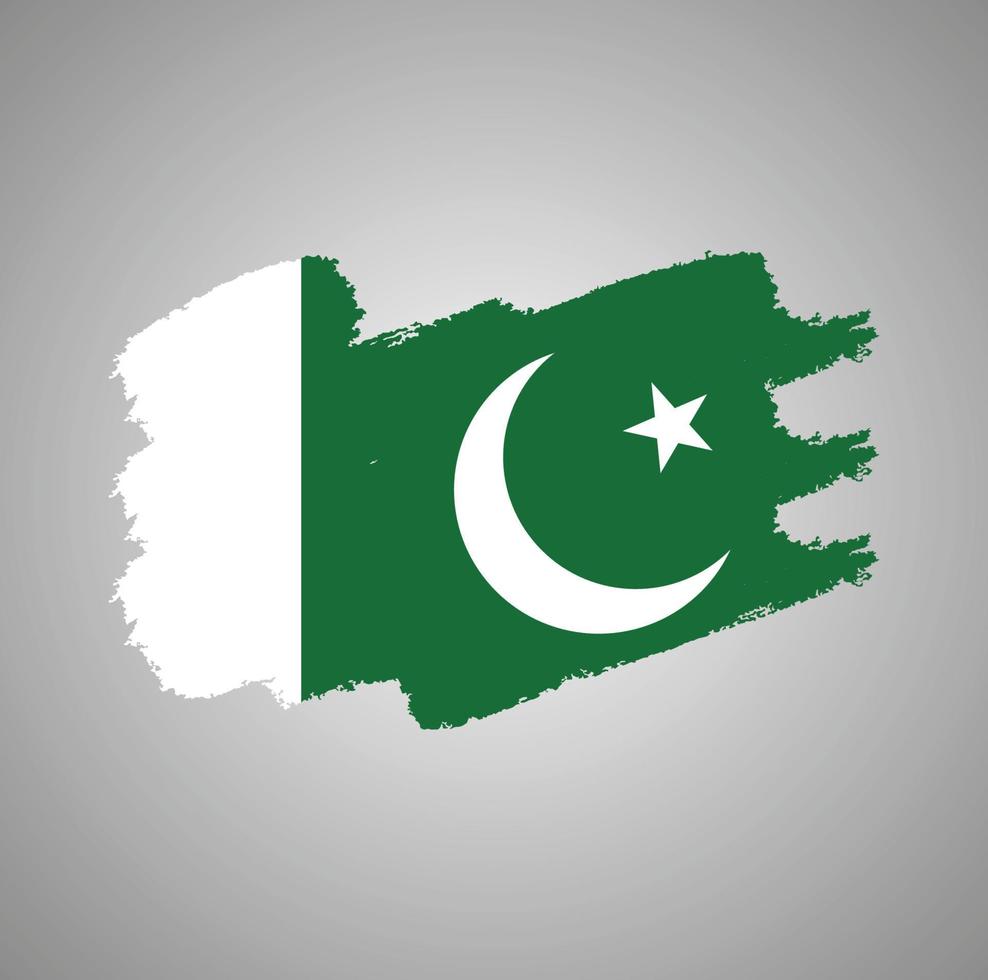 bandiera del pakistan con pennello dipinto ad acquerello vettore
