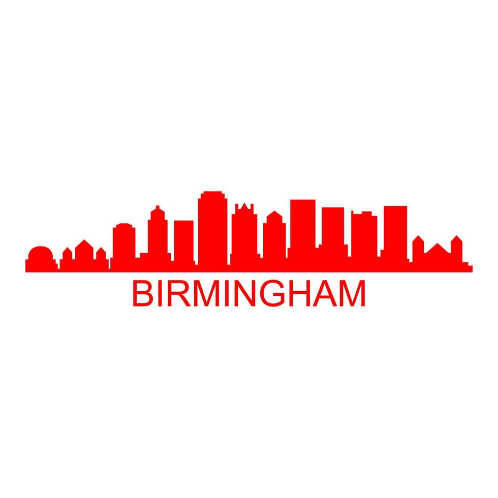 skyline di birmingham su sfondo bianco vettore