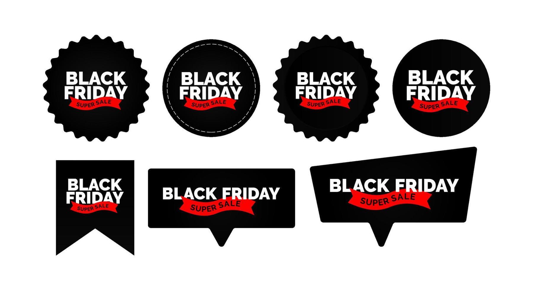cartellini dei prezzi ed etichette vettoriali isolati collezione black friday