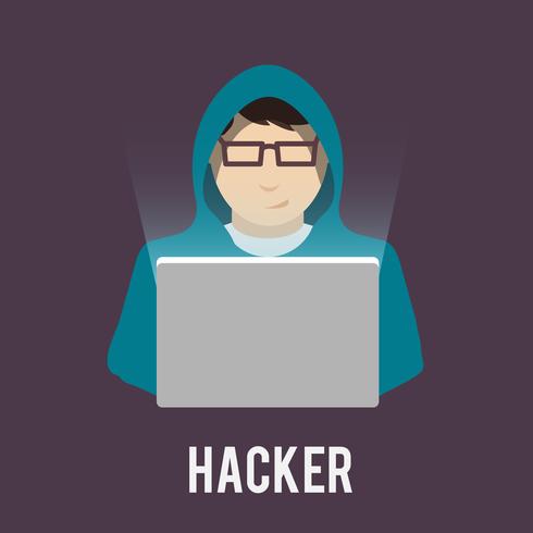 Icone di hacker piatte vettore