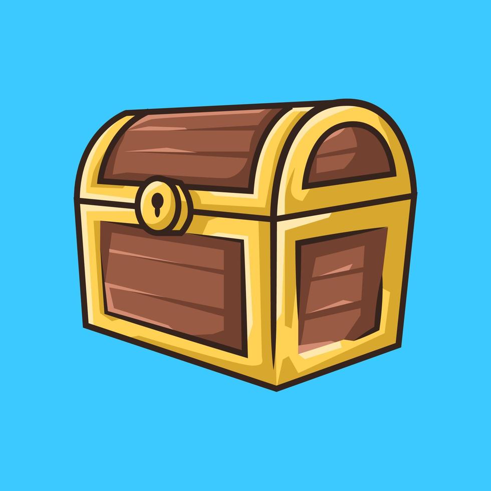 scatola del tesoro per i pirati in un'illustrazione colorata di arte di linea dei cartoni animati vettore