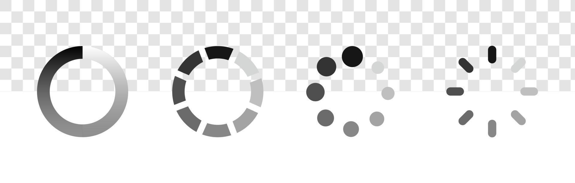 caricamento set di icone isolato su sfondo trasparente. simbolo di buffering migliore per il web del lettore video. vettore