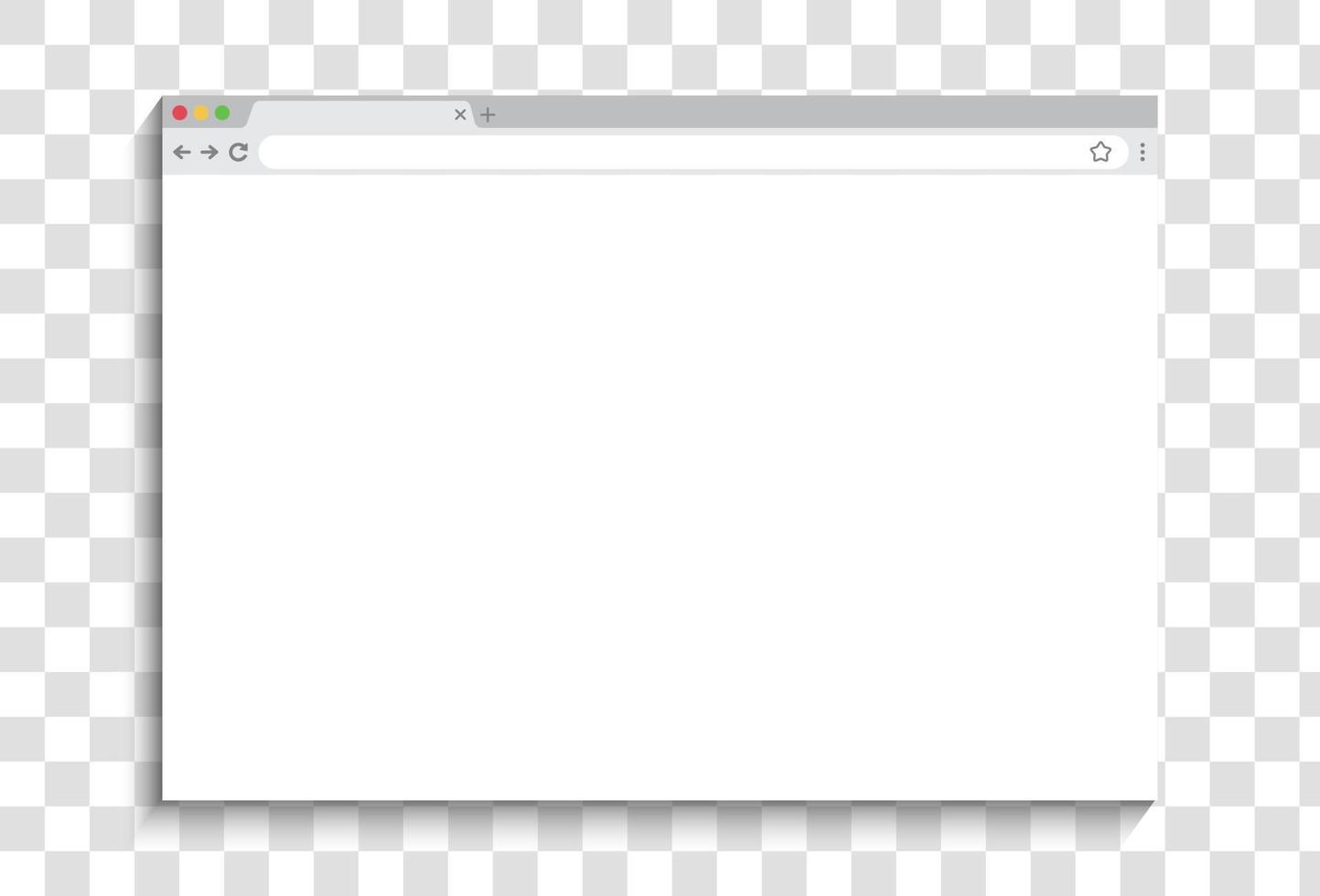 design della finestra del browser isolato su sfondo trasparente. mockup dello schermo della finestra web. concetto di pagina vuota di internet con ombra. illustrazione vettoriale
