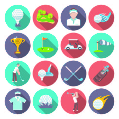 Set di icone di golf vettore