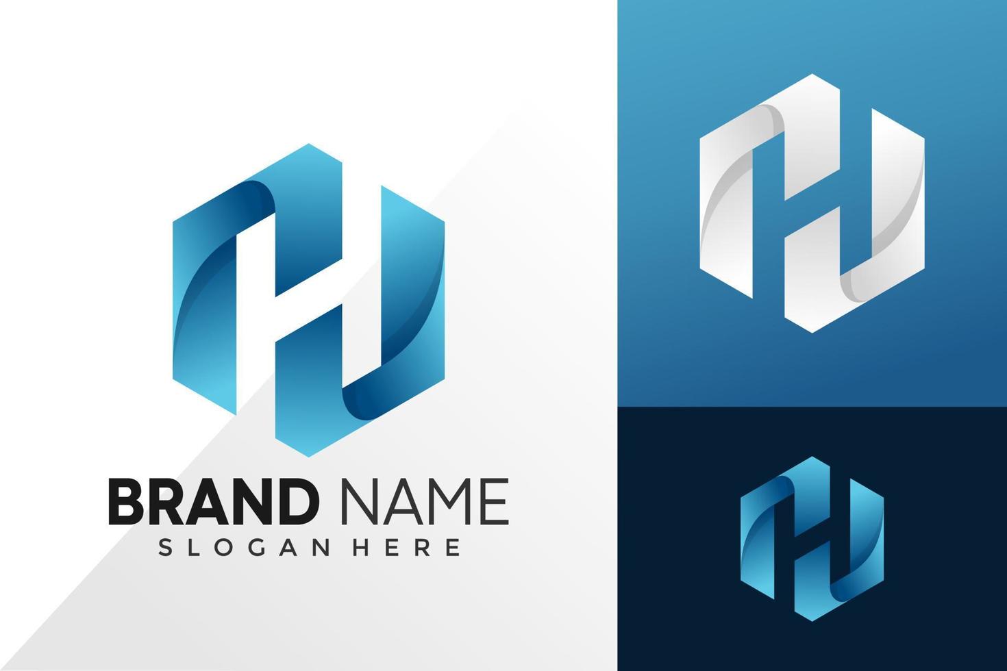 lettera h esagono azienda logo design template vettoriale