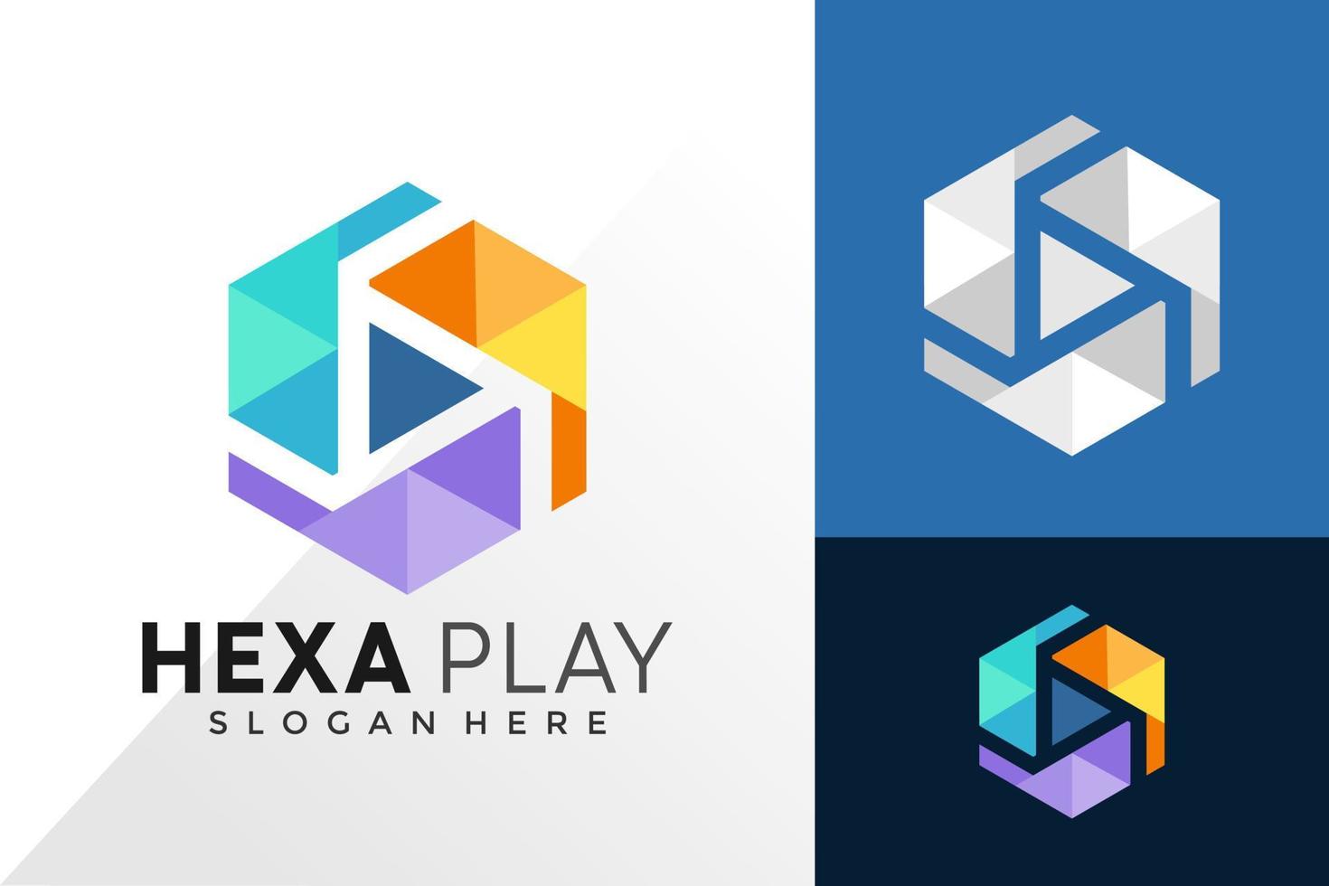 modello di vettore di progettazione del logo di gioco hexa