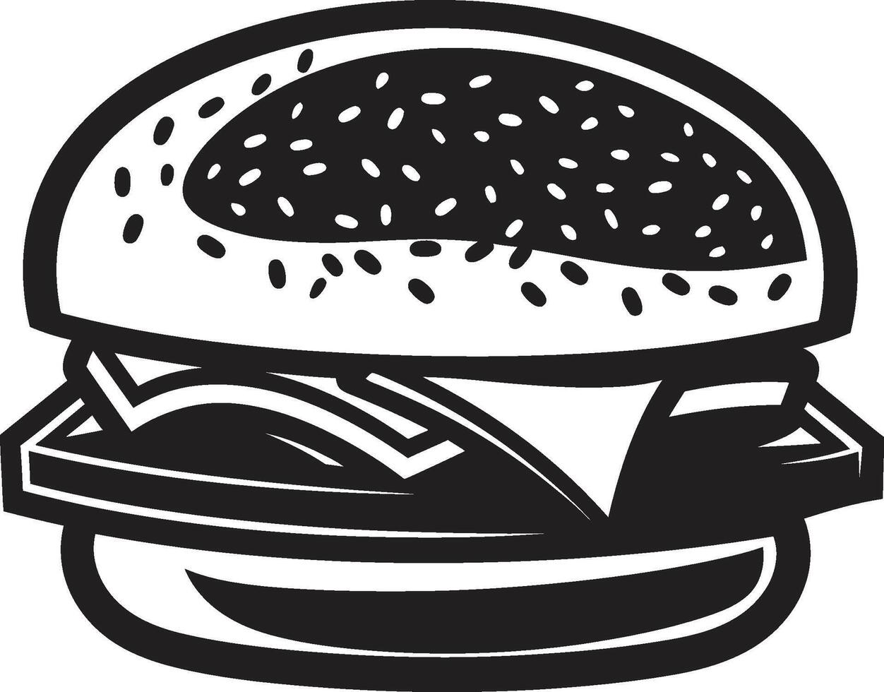 hamburger essenza nero logo gustoso mistero hamburger icona vettore