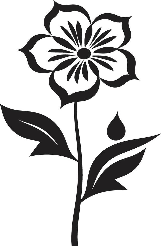 ispessito fiorire design nero simbolico telaio delineato petali monocromatico floreale vettore