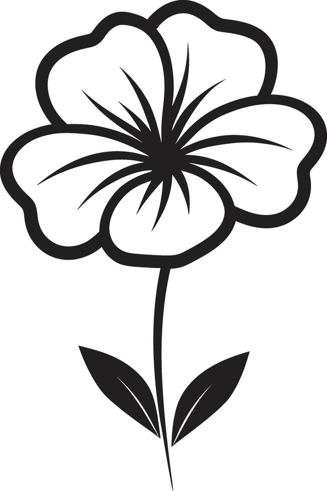 fatto a mano fiore emblema nero design emblema giocoso scarabocchio petalo monocromatico vettorializzare telaio vettore