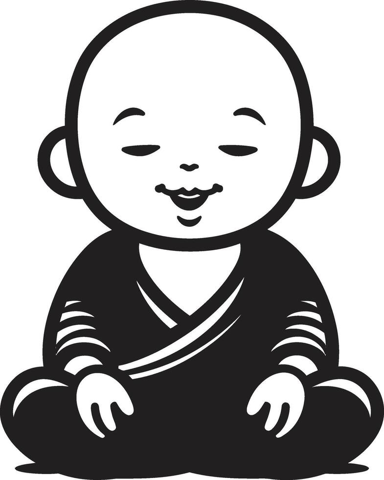 Budda bambino sereno Budda Budda bambino zen bambino emblema vettore