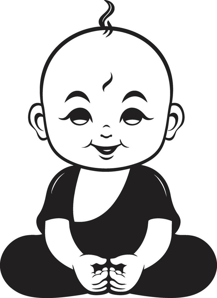 Budda bambino nero silhouette zen asilo Budda ragazzo vettore