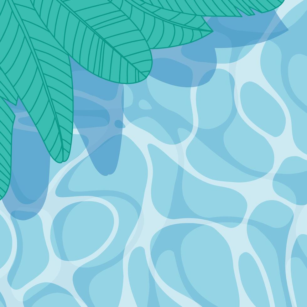 superiore Visualizza di mare con mare onda e tropicale le foglie. grafico design per estate, illustrazione. vettore