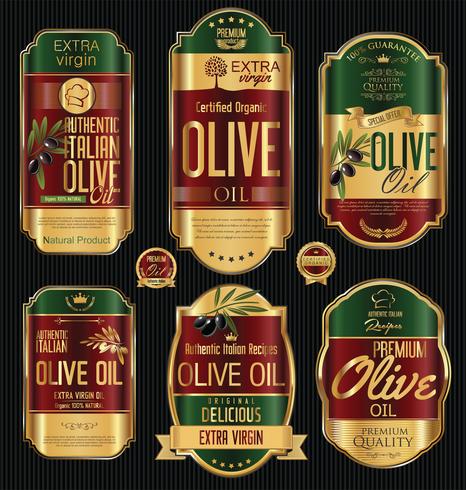 Collezione di etichette retrò di olio d&#39;oliva vettore