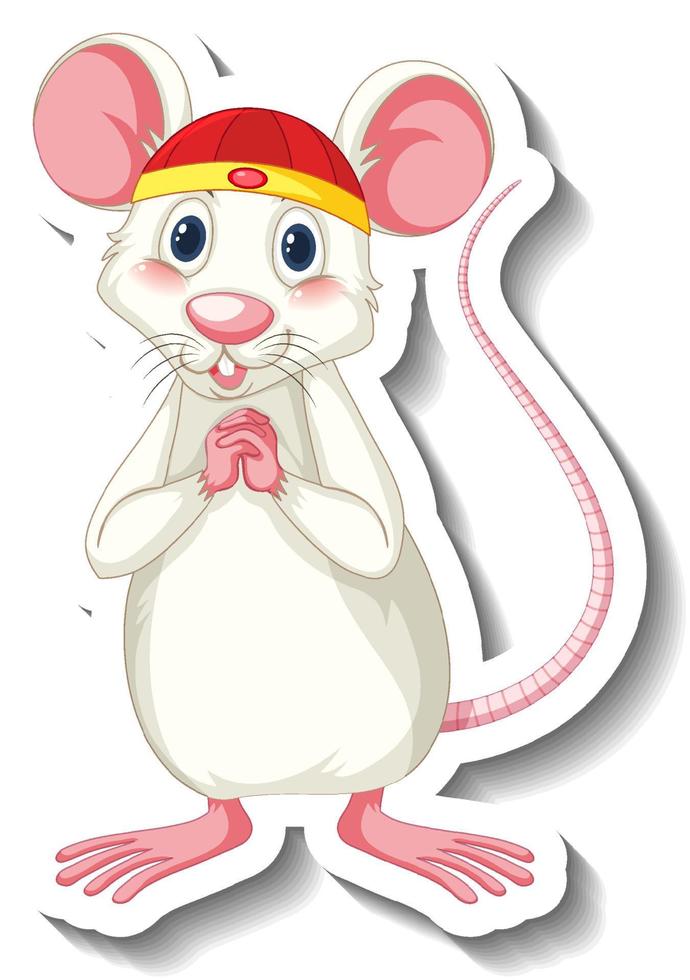 ratto bianco in costume cinese personaggio dei cartoni animati vettore