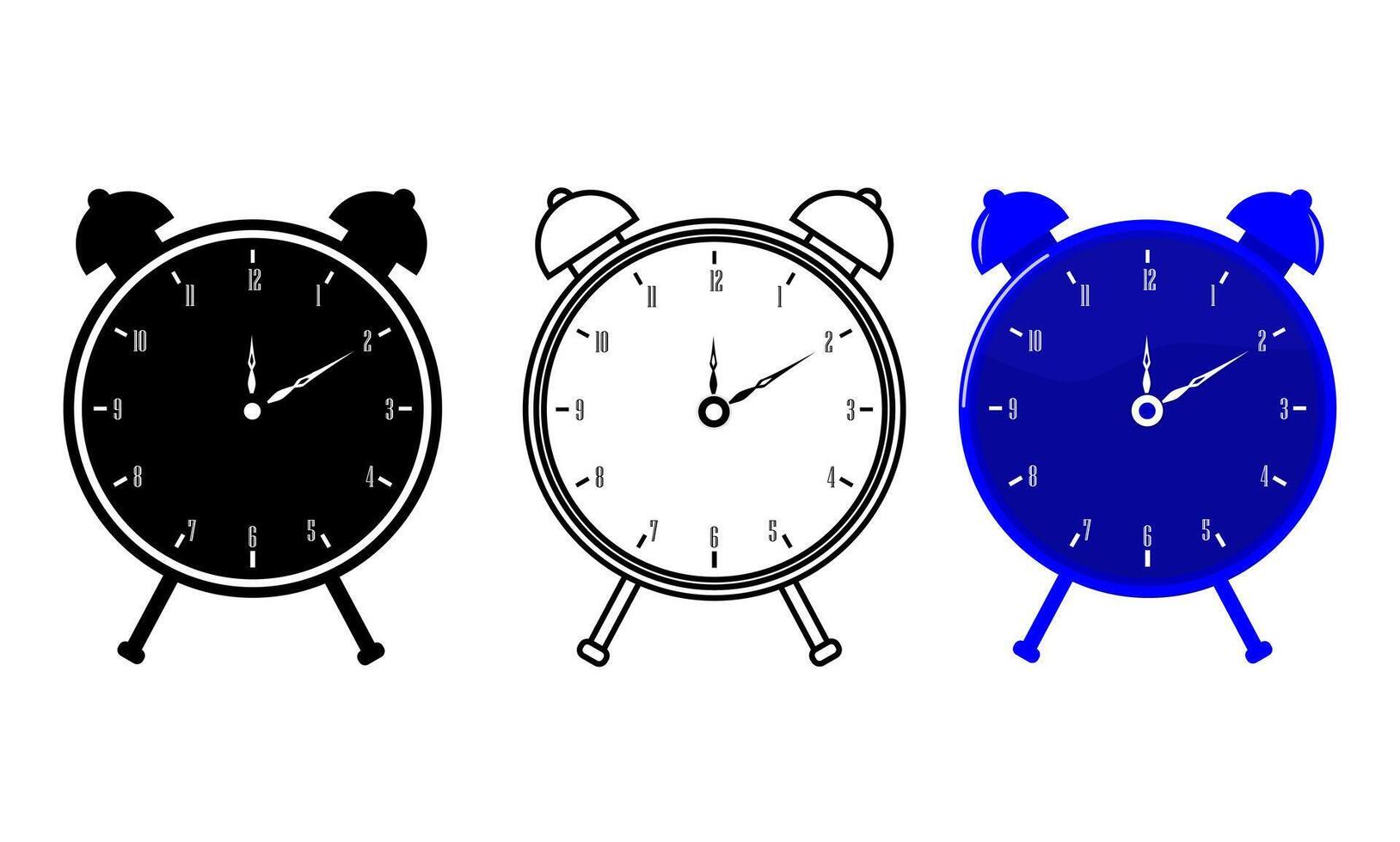 illustrazione orologio, allarme orologio, sillhouette e colorato vettore