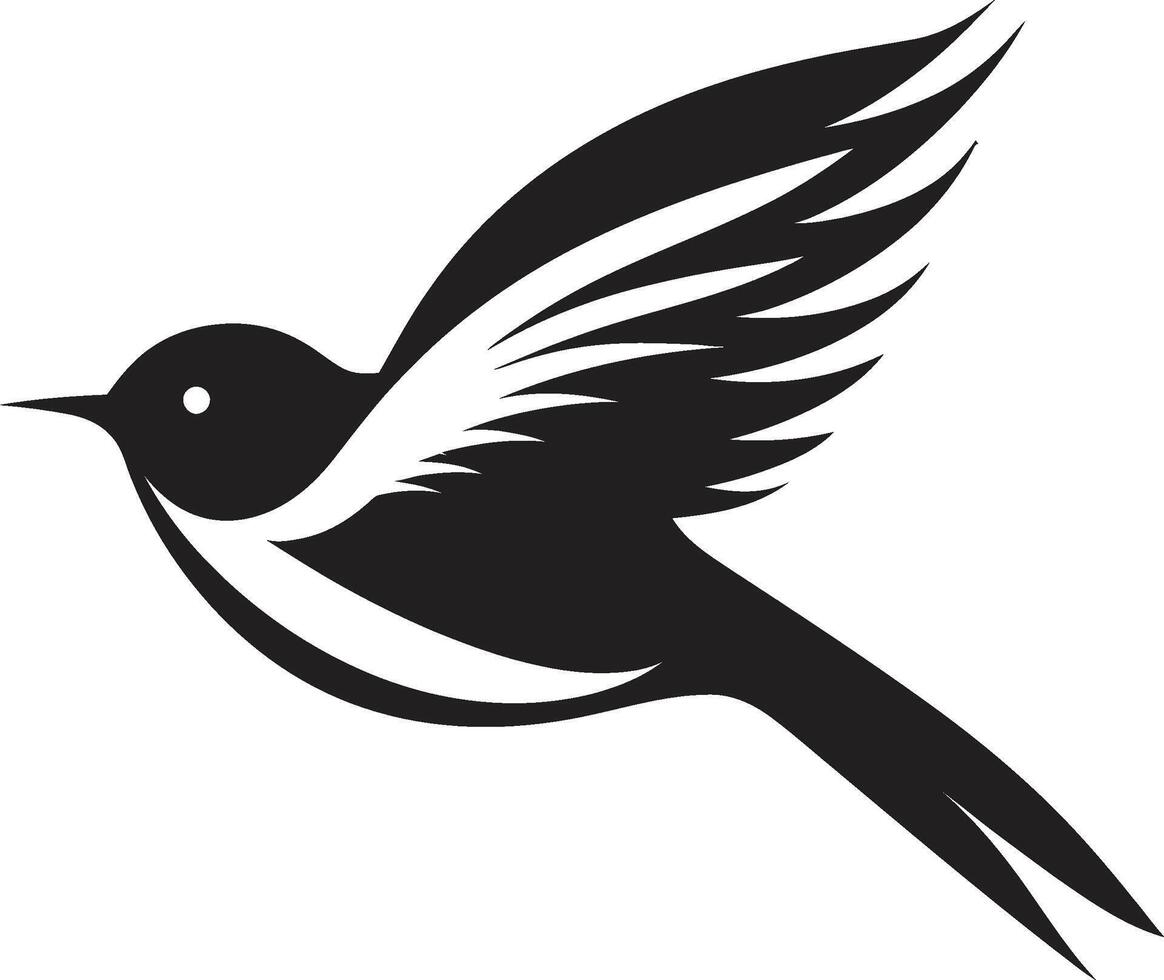aviaria euforia carino volante uccello dinamico volo nero uccello vettore