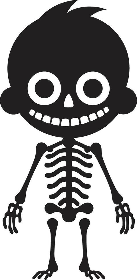 accattivante osso figura carino strambo scheletrico amico nero vettore