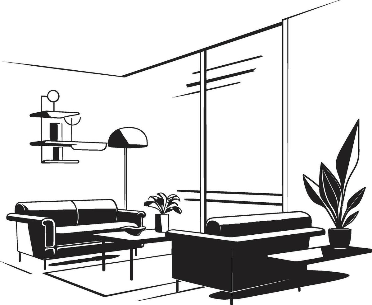 noir vivente essenza elegante nero S illuminare il essenza di moderno Casa interni interno simmetria S nel grassetto nero vetrina il armonioso di moderno Casa interni vettore