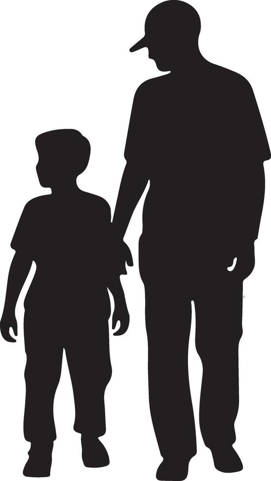 piatto design padre e figlio silhouette vettore